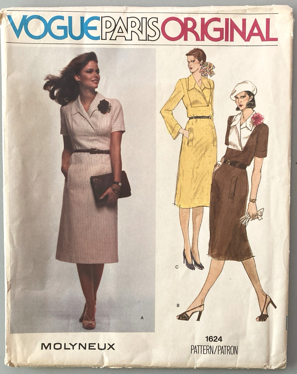 Vogue Paris Original 1624 Sewing Pattern Molyneux Misses Dress Sz 18 Uncut 70s